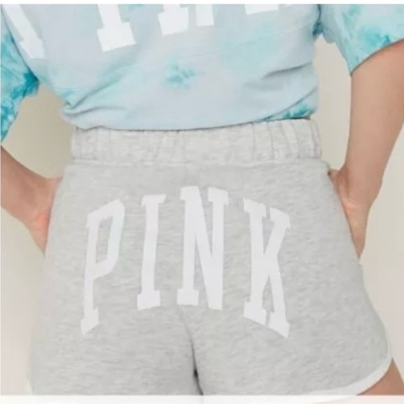VICTORIA SECRET PINK Curved Hem Varsity SWEAT SHORTS -Size XL - Picture 10 of 11